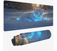 Alfombrilla Ratón Blanco,Alfombrilla Ratón 1000 x 500 x 3 MM,Mouse Pad Gaming Tigre Tapete Escritorio,Mouse Pad con Impermeable y Base Goma Antideslizante,Mousepad Bordes Cosidos para Oficina W-932