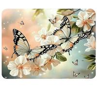 Alfombrilla Ratón Blanco Alfombrilla Ratón 220x180x3mm, Mariposa Mouse Pad Protector Escritorio Superficie Lisa y Base de Goma Antideslizante Precisión Velocidad para Oficina PC, Regalo Mujer,Model409