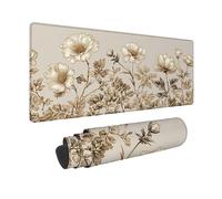 Alfombrilla Ratón Blanco Alfombrilla Ratón XXL 600 x 300 mm, Mouse Pad Flores Mousepad con Base de Goma Antideslizante, Impermeable Tapete Escritorio Accesorios Gaming para Gamers, PC -hjw2601NE