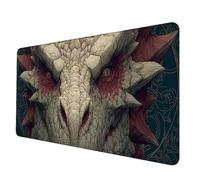 Alfombrilla Ratón Blanco Alfombrilla Raton XXL 800 x 400 mm, Impermeable Mouse Pad DragóN Mousepad con 3MM Bordes Cosidos Base de Goma Antideslizante Accesorios Gaming para Jugadores -hjw2506HP