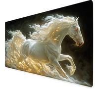 Alfombrilla Ratón Blanco Alfombrilla Ratón XXL 800x400mm, Mouse Pad Caballo Mousepad con Base de Goma Antideslizante, Impermeable Tapete Escritorio Accesorios Gaming para Gamers, Regalo -yym2509ON