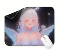 Alfombrilla Ratón Blanco Ángel, Alfombrilla Escritorio Pequeña 250 x 210 x 3 mm Mouse Pad Impermeable, Bordes Cosidos, Base Goma Antideslizante, Portátil, Mouse Pad, Diseño Fresco y Moderno t0s-1