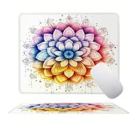 Alfombrilla Ratón Blanco Mandala, Alfombrilla Gaming 22 x 24 cm, Base de Goma Antideslizante, con Bordes Cosidos, Mouse Pad Compacta Resistente a Salpicaduras, para Hogar, Oficina, Portátil s0z-38