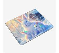 Alfombrilla Ratón Blanco Mini Mousepad 40x30cm, Conejo Alfombrilla Gaming, Tapete Escritorio con Bordes Cosidos, Protector Escritorio con Base Goma Antideslizante Oficina Accesorios Gaming S0-40