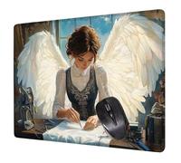 Alfombrilla Ratón Blanco Mouse Pad Ángel Alfombrilla Escritorio, 40x30x0.3cm Tapete Rato, con Base de Goma Antideslizante, Mejora la precisión Velocidad Pequeña Mousepad Portátil para Gaming H0-337