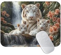 Alfombrilla Ratón Blanco, Mouse Pad Gaming Tigre 300x250x3mm, Base de Goma Antideslizante, Duradera Alfombrilla de Ratón con Textura Premium, Pequeña Mouse Pad Portátil para Oficina y Juegos M3-357