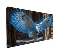 Alfombrilla Ratón Blanco Mousepad XXL 900 x 300mm, Impermeable Mouse Pad BúHo Alfombrilla Escritorio con Bordes Cosidos Base de Goma Antideslizante Accesorios Escritorio para Jugadores -ly2505H5