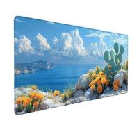 Alfombrilla Ratón Cactus Alfombrilla Ratón XXL 100x50cm, Mouse Pad Azul Mousepad con Base de Goma Antideslizante, Impermeable Tapete Escritorio Accesorios Gaming para Gamers, PC, Regalo -lsy2603OF