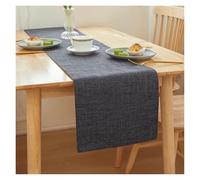Alfombrilla ratón Camino de Mesa Lino Doble Capa Rectangular, decoración Moderna para Oficina Hogar(Greyish Black,30x160cm)