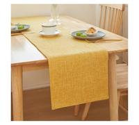 Alfombrilla ratón Camino de Mesa Lino Doble Capa Rectangular, decoración Moderna para Oficina Hogar(Yellow,30x180cm)