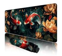 Alfombrilla Ratón Carpa Koi, Alfombrilla Ratón XXL 800x300x3mm, Mouse Pad Gaming Japón Tapete Escritorio, Mouse Pad con Base Goma Antideslizante, Mousepad Bordes Cosidos para Gaming, Oficina, G-34