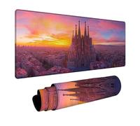 Alfombrilla Ratón Catedral de la Sagrada Familia Alfombrilla Ratón 40x90x0.3 cm Impermeable Mousepad Atardecer Bordes sellados Mayor precisión y velocidad per Teclado Portatil Gaming Oficina DBYH-4236