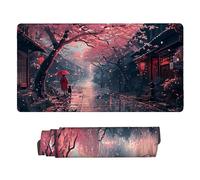 Alfombrilla Ratón Cherry Blossom Woman Grande Gaming Mousepad XXL 700 x 300 mm, Lavable, Alfombrilla Ratón de Neopreno - con Bordes Cosidos, Base de Goma Antideslizante, Oficina Accesorios q-1088