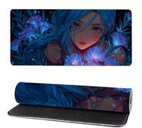 Alfombrilla Raton Chica, Azul Mouse Pad 800 x 400 x 3mm Gaming Mouse Pad, Superficie Inferior Antideslizante, Movimiento Ratón más Suave, Alfombrilla Escritorio, Mejora Precision y Velocidad ks-517