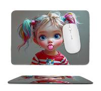 Alfombrilla Ratón Chica divertida Alfombrilla Escritorio 340 x 280 mm Mejora la Precisión y la Velocidad con Base de Goma Antideslizante y Bordes Cosidos Duradera y Cómoda para Oficina, Estudio j-238