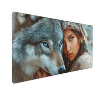 Alfombrilla Ratón Chica Mouse Pad Lobo Alfombrilla Ratón XXL 1200x600x3mm, Tamaño Grande, Bordes Cosidos, Impermeable, Base de Goma Antideslizante, Mejora la Precisión y la Velocidad, Gaming D-838