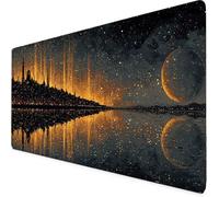 Alfombrilla Ratón Cielo Estrellado Alfombrilla Ratón XXL 800x400 mm Luna Mouse Pad Gaming, Tapete Escritorio con Resistente al Agua, Antideslizante, Base de Goma y Bordes Cosidos para Oficina 6-1676e