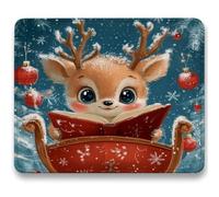 Alfombrilla Ratón, Ciervo Mouse Pad, Alfombrilla Escritorio para Computadora con Base de Goma Antideslizante y Bordes Cosidos Duradera, para Ratón con Cable o Inalámbrico PC, 23 x 18 cm, Lindo c0-592