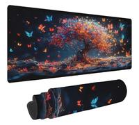 Alfombrilla Ratón Color Naranja Desk Mat Mariposa Mouse Pad Alfombrilla Ratón Gaming 1000x500mm Protector Escritorio Superficie Suave Impermeable Base Antideslizante de Goma para Oficina Mousepad T639