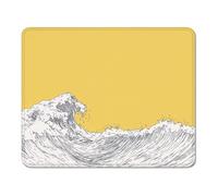 Alfombrilla Ratón con Bordes Cosidos, Mouse Pad con Motivos 34 x 28 cm, Base Antideslizante y Superficie Impermeable, Seguimiento Preciso para Ratón Óptico, Láser y Gaming - Amarillo & Ondas XS#724