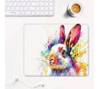 Alfombrilla Ratón con Bordes Cosidos, Mouse Pad con Motivos 40 x 30 cm, Base Antideslizante y Superficie Impermeable, Seguimiento Preciso para Ratón Óptico, Láser y Gaming - Vistoso & Conejo XS#372