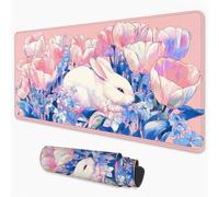 Alfombrilla Ratón Conejo Mouse Pad 800x400 mm, Grande Alfombrilla Gaming Tulipán con Superficie Especial Que Mejora la Velocidad y la precisión, Mousepad Impermeable para Gamers, PC y Portátil 3Y-1048