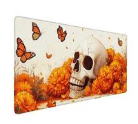 Alfombrilla Ratón CráNeo Alfombrilla Ratón XXL 800x400mm, Mouse Pad Amarillo Mousepad con Base de Goma Antideslizante, Impermeable Tapete Escritorio Accesorios Gaming para Gamers, Regalo -lsy2603HP
