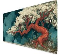 Alfombrilla Ratón Crema Alfombrilla Ratón XXL 600x300 mm Árbol Mouse Pad Gaming, Tapete Escritorio con Resistente al Agua, Antideslizante, Base de Goma y Bordes Cosidos para Oficina Accesorios 6-4711w