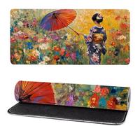 Alfombrilla Raton Crisantemo, Chica Mouse Pad 500x250x3mm Gaming Mouse Pad, Superficie Inferior Antideslizante, Movimiento Ratón más Suave, Alfombrilla Escritorio, Mejora Precision y Velocidad ks-335