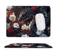 Alfombrilla Ratón Dragón de flores Alfombrilla Escritorio 340 x 280 mm Mejora la Precisión y la Velocidad con Base de Goma Antideslizante y Bordes Cosidos Duradera y Cómoda para Oficina, Estudio j-365