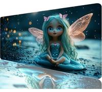 Alfombrilla Ratón Elfos Alfombrilla Escritorio 600x300x3mm Tapete Gaming xxl Noche Tapete Escritorio Superficie Impermeable, Diseño Costura Doble Acabado Suave Duradero Decoraciones Navideñas N1-1036