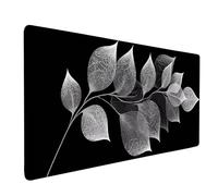 Alfombrilla Ratón En Blanco Y Negro Alfombrilla Ratón XXL 800 x 300 mm, Mouse Pad Hojas Mousepad con Base de Goma Antideslizante, Impermeable Tapete Escritorio Accesorios Gaming para Gamers -bby2509RT