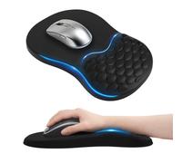 Alfombrilla Ratón Ergonómica, 2 in 1Mouse Pad con Reposamuñecas y Puntos de Masaje, Aliviar el Dolor, Espuma Viscoelástica Alfombrilla Gaming Base de PU Antideslizante, para Portátiles PC y Oficina