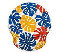 Alfombrilla Ratón Ergonómica, 251x226mm Tacto Agradable & Impermeable, Base de Goma Antideslizante, Alfombrilla de Ratón con Soporte para muñeca, Oficina, PC, Hojas Tropicales Dibujos Animados X#2265