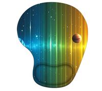 Alfombrilla Ratón Ergonómica con Reposamuñecas de Espuma Viscoelástica, Base Antideslizante PU, Soporte de Muñeca Cómodo para Oficina, Laptop, Lavable y Duradera (Vistoso & Planeta, 23x19cm) 6H-408