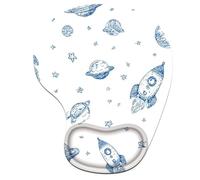 Alfombrilla Ratón Ergonómica con Reposamuñecas de Espuma Viscoelástica, Base Antideslizante PU, Soporte de Muñeca Cómodo para Oficina, Laptop, Lavable y Duradera (Universo & Tierra, 23x19cm) 6H-38