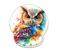 Alfombrilla Ratón Ergonómica con Reposamuñecas de Espuma Viscoelástica, Base Antideslizante PU, Soporte de Muñeca Cómodo para Oficina, Laptop, Lavable y Duradera (Búho & Lindo, 25x22.6cm) 6H-1405