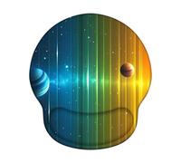 Alfombrilla Ratón Ergonómica con Reposamuñecas de Espuma Viscoelástica, Base Antideslizante PU, Soporte de Muñeca Cómodo para Oficina, Laptop, Lavable y Duradera (Vistoso & Planeta, 25x22.6cm) 6H-408