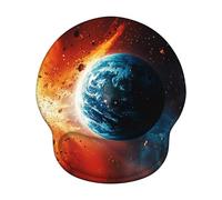 Alfombrilla Ratón Ergonómica con Reposamuñecas de Espuma Viscoelástica, Base Antideslizante PU, Soporte de Muñeca Cómodo para Oficina, Laptop, Lavable y Duradera (Tierra & Rojo, 25x22.6cm) 6H-301