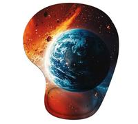 Alfombrilla Ratón Ergonómica con Reposamuñecas de Espuma Viscoelástica, Base Antideslizante PU, Soporte de Muñeca Cómodo para Oficina, Laptop, Lavable y Duradera (Tierra & Rojo, 23x19cm) 6H-301