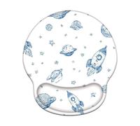 Alfombrilla Ratón Ergonómica con Reposamuñecas de Espuma Viscoelástica, Base Antideslizante PU, Soporte de Muñeca Cómodo para Oficina, Laptop, Lavable y Duradera (Universo & Tierra, 25x22.6cm) 6H-38