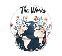 Alfombrilla Ratón Ergonómica con Reposamuñecas de Espuma Viscoelástica, Base Antideslizante PU, Soporte de Muñeca Cómodo para Oficina, Laptop, Lavable y Duradera (Tierra & Flor, 25x22.6cm) 6H-302