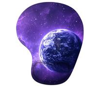 Alfombrilla Ratón Ergonómica con Reposamuñecas de Espuma Viscoelástica, Base Antideslizante PU, Soporte de Muñeca Cómodo para Oficina, Laptop, Lavable y Duradera (Tierra & Púrpura, 23x19cm) 6H-304