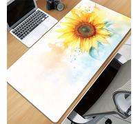 Alfombrilla Ratón Escritorio XXL 600x300x2 mm, Girasol Abstracto Alfombrilla Escritorio Gaming con Bordes Reforzados, Protector de Mesa Antideslizante para Teclado y Ratón, Oficina y Juego