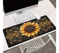 Alfombrilla Ratón Escritorio XXL 600x300x2 mm, Girasol Alfombrilla Escritorio Gaming con Bordes Reforzados, Protector de Mesa Antideslizante para Teclado y Ratón, Oficina y Juego