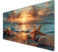 Alfombrilla Ratón Estrella De Mar Alfombrilla Ratón XXL 1000 x 500 mm, Mouse Pad Playa Mousepad con Base de Goma Antideslizante, Impermeable Tapete Escritorio Accesorios Gaming para Gamers -yym2509UJ
