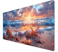Alfombrilla Ratón Estrella De Mar Alfombrilla Ratón XXL 80x40cm, Mouse Pad Playa Mousepad con Base de Goma Antideslizante, Impermeable Tapete Escritorio Accesorios Gaming para Gamers -yym250908