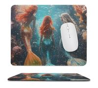 Alfombrilla Ratón Fish Three Women's Underwater Scifi Antideslizante Alfombrilla para Ratón Impermeable Tapete Escritorio para Gamer Hogar Mac 10X12In