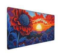 Alfombrilla Ratón Flor Mouse Pad Atardecer Alfombrilla Ratón xxl 600x400x3mm, Tamaño Grande, Bordes Cosidos, Impermeable, Base de Goma Antideslizante, Mejora la Precisión y la Velocidad, Gaming D-1055