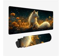 Alfombrilla Ratón Flor Mouse Pad Zorro Alfombrilla Ratón XXL 60x30cm, Tapete Escritorio Accesorios, Impermeable, Lavable, Plegable, Bordes Cosidos, Base de Goma Antideslizante, Oficina Decor,Model360